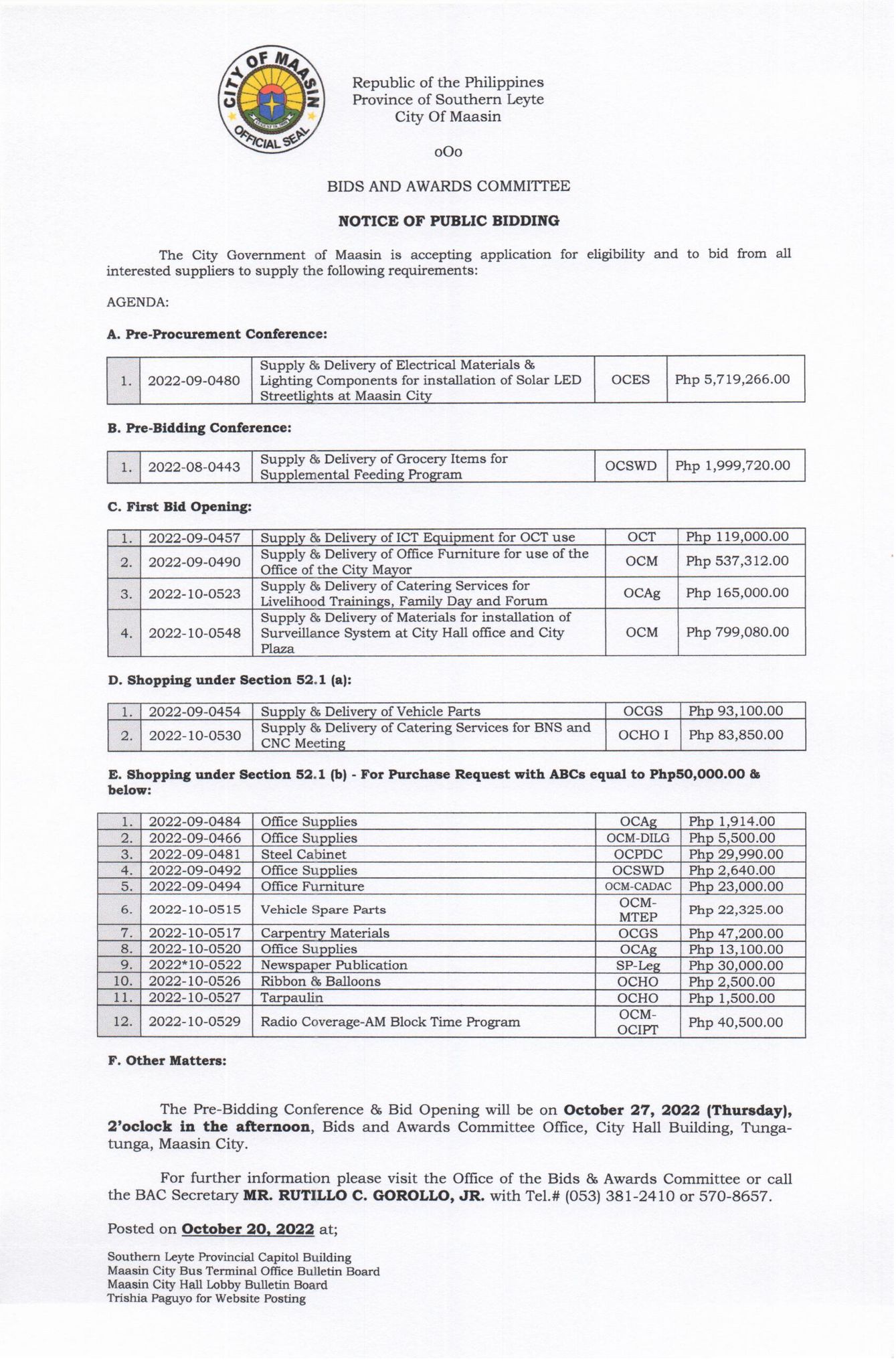 Goods Public Bidding 10 20 22